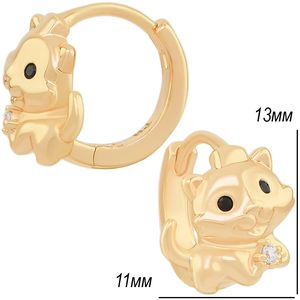 Серьги 007, под золото 585 пробы, с камнями, с застежкой конго