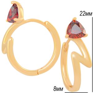 Серьги 017, под золото 585 пробы, с одним камнем, с застежкой конго