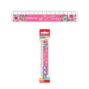Линейка с выемкой пластиковая ErichKrause Flower Scooter, 15см, во флоупаке