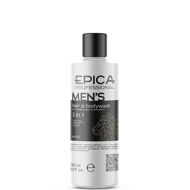 EPICA Универсальный мужской шампунь Men's 3 in 1 для волос и тела 250 мл