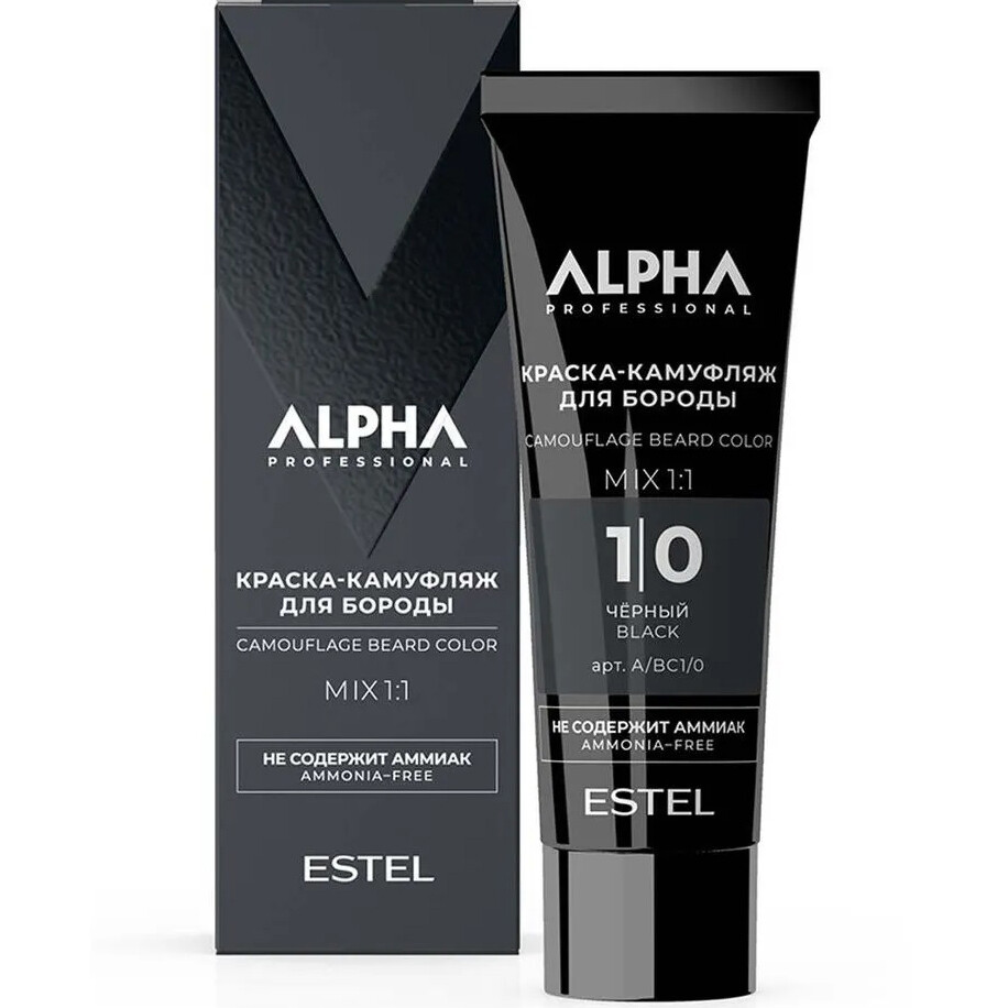ESTEL ALPHA PRO Краска-камуфляж для бороды 1/0 Чёрная 40 мл
