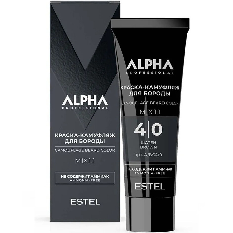ESTEL ALPHA PRO Краска-камуфляж для бороды 4/0 Шатен 40 мл