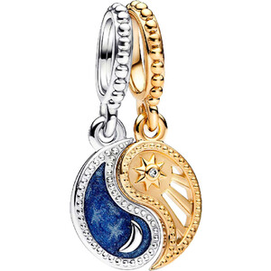 Серебряная подвеска-шарм ''Солнце и Луна'' PANDORA 762678C01 с эмалью, фианитом видеообзор