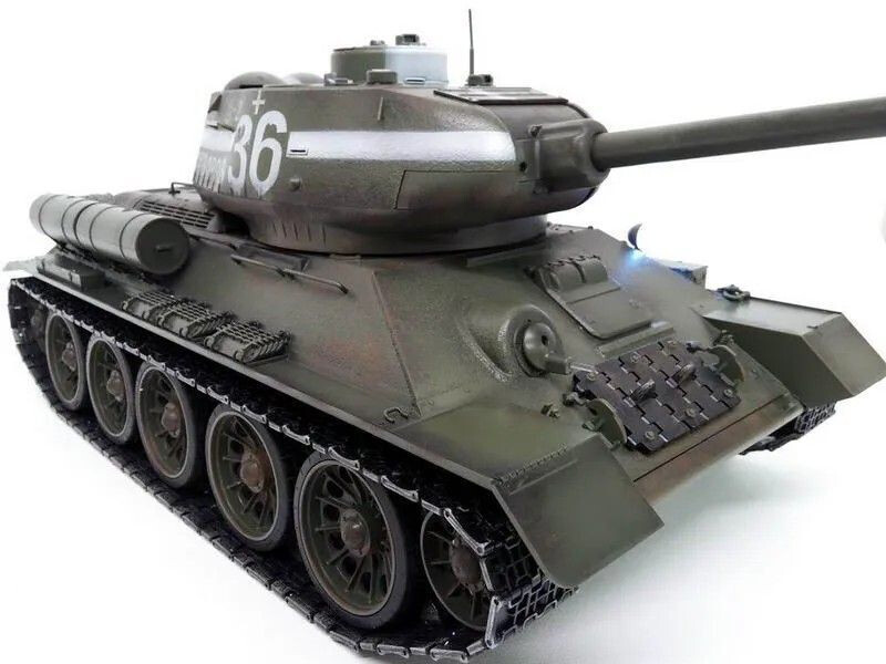 Р/У танк Taigen 1/16 T34-85 (СССР) дым (для ИК боя) V3 2.4G RTR Р/У танк Taigen 1/16 T34-85 (СССР) дым (для ИК боя) V3 2.4G RTR