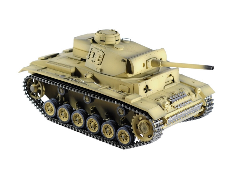 Р/У танк Taigen 1/16 Panzerkampfwagen III (Германия) дым, свет V3 2.4G RTR пустыня Р/У танк Taigen 1/16 Panzerkampfwagen III (Германия) дым, свет V3 2.4G RTR пустыня