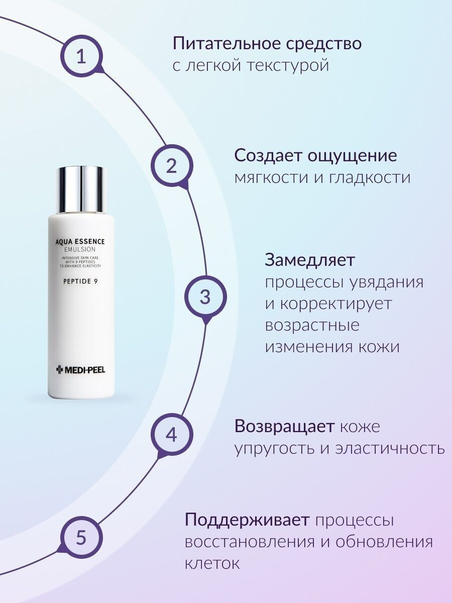 Medi-Peel / Укрепляющая эмульсия с пептидами для лица. Aqua Essence Emulsion Peptide 9. 250 мл. Medi-Peel / Укрепляющая эмульсия с пептидами для лица. Aqua Essence Emulsion Peptide 9. 250 мл.