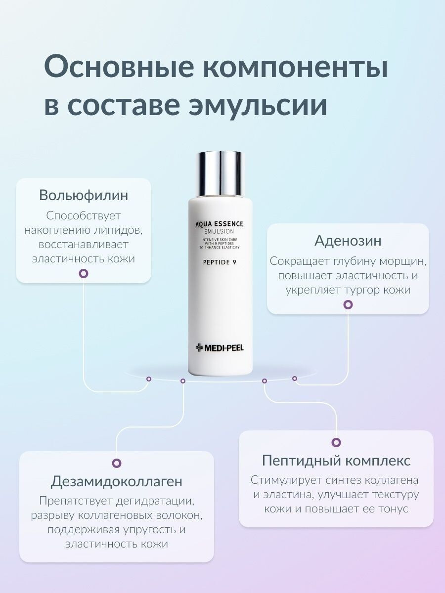 Medi-Peel / Укрепляющая эмульсия с пептидами для лица. Aqua Essence Emulsion Peptide 9. 250 мл. Medi-Peel / Укрепляющая эмульсия с пептидами для лица. Aqua Essence Emulsion Peptide 9. 250 мл.